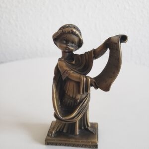Vintage Depose Italy 443 Bronze Boy Holding  Lex Senatus Law Scrall Figurine . 